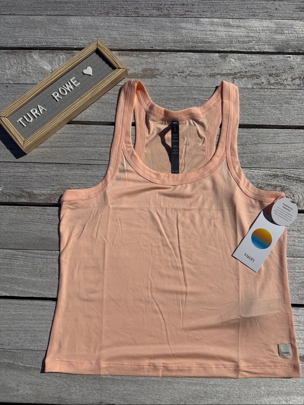 Vuori Energy Racerback Tank Light Peach Size Large NWT
